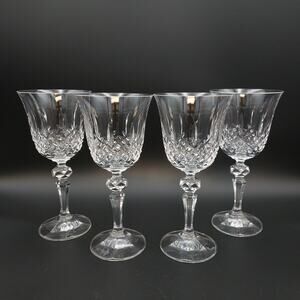 4 Bohemia Crystal Crystalex MARQUIS Red Wine Glasses 6 7/8" Tall Czech Goblets